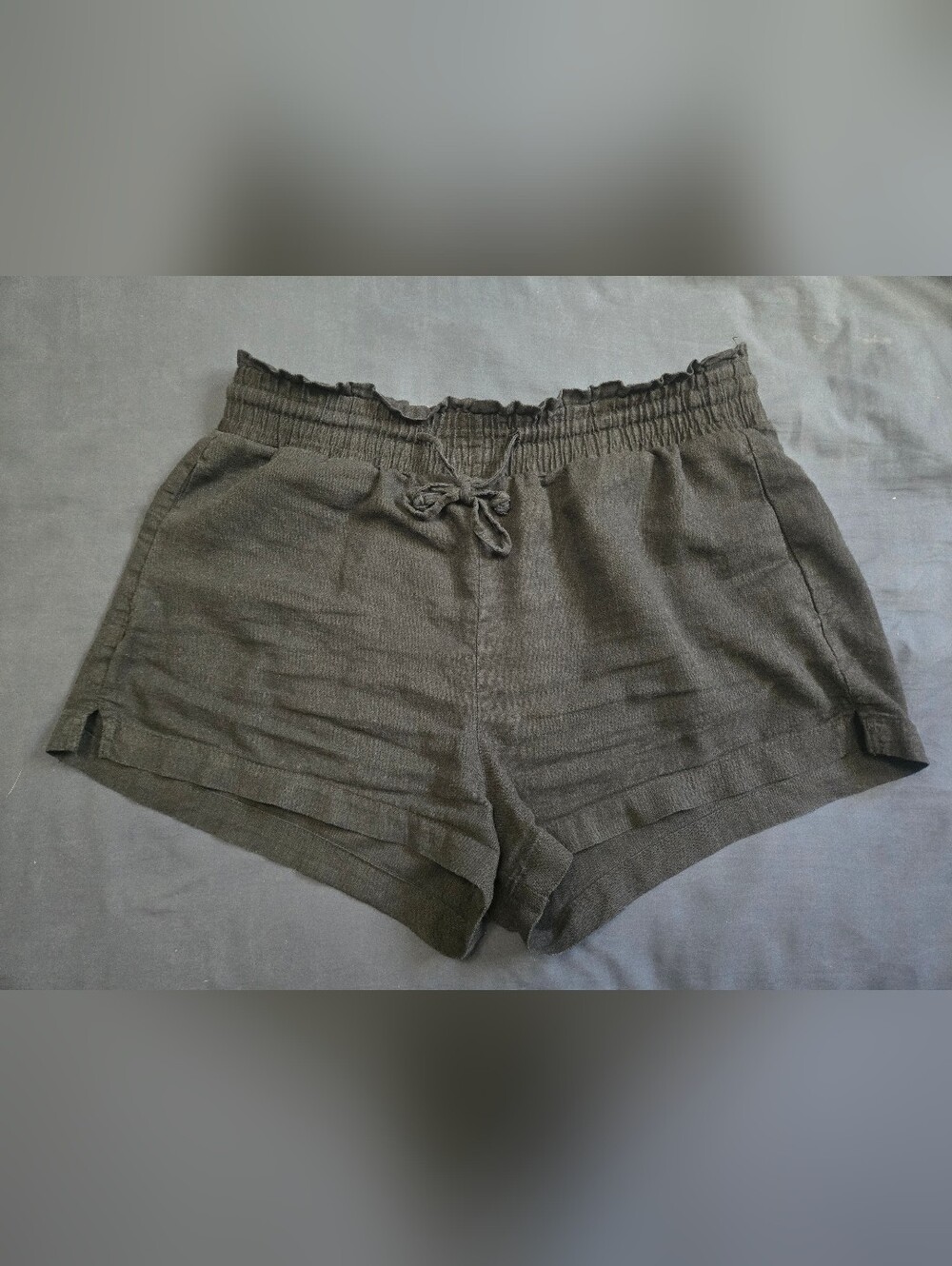 Aeropostale Black High-Waist Drawstring Linen Shorts